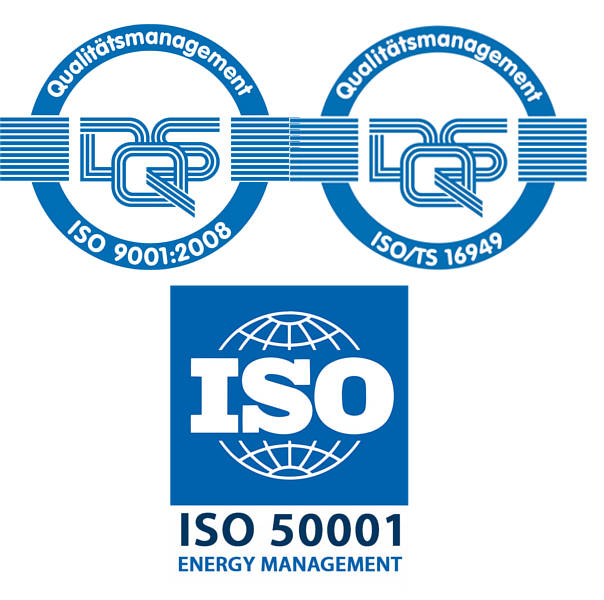 Certification ISO 9001, ISO/TS 16949, ISO 50001